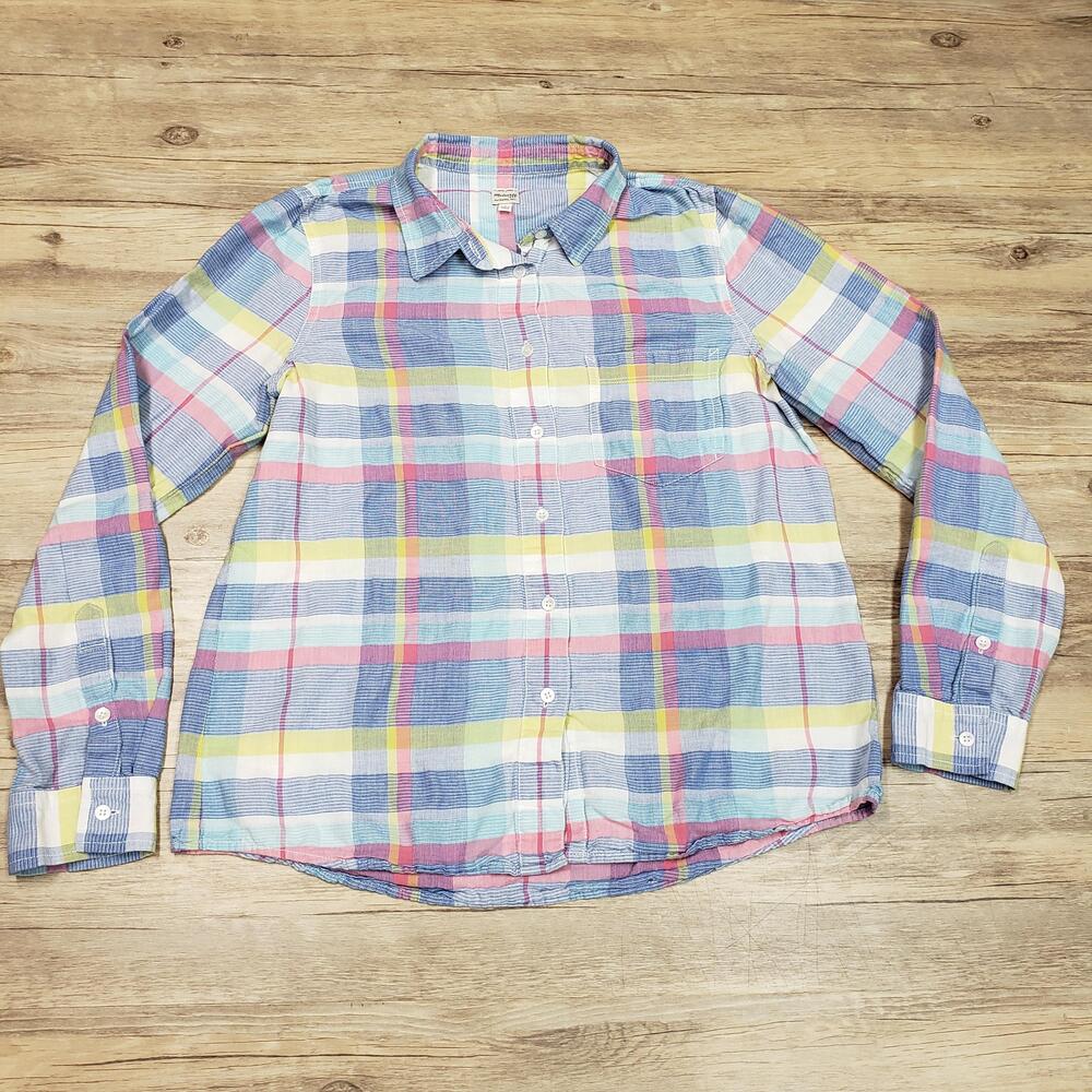 Madewell Shirt Womens Small Multicolor Plaid Long Sleeve Button Front Cotton
